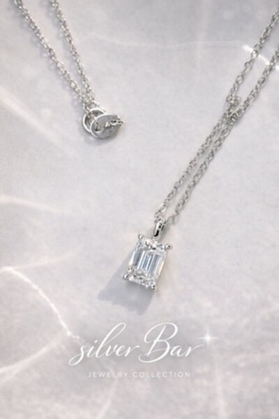 silverbar Colier de argint cu pandantiv elegant din moissanit