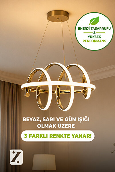Zeda Teknoloji Light Güney LED Avize - Aydınlatma 3 Renk Yanar
