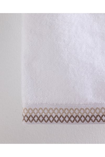 Madame Coco Topaze Cotton Face Towel - White/Beige - 50X70 cm