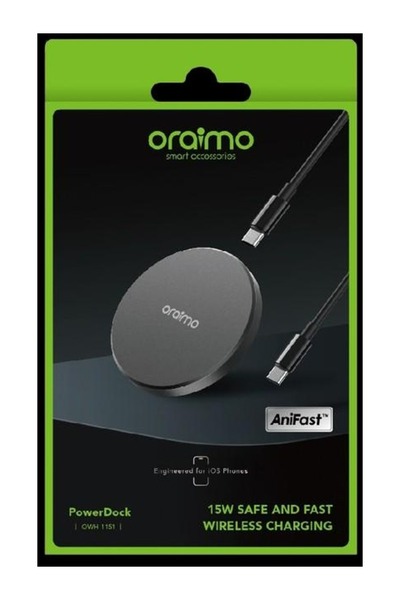 oraimo شحن لاسلكي آمن وسريع بقوة 15 واط - باور دوك - متوافق مع كروم