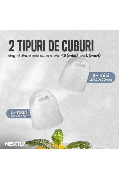 NEXTLY Aparat de făcut cuburi de gheață 15kg/24h, 1.2L, 9 cuburi/6 minute, Autocurățare, Argintiu