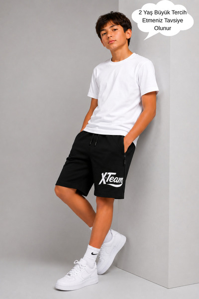 ASYAKİDS CLUB Boys' Printed Zippered Summer Combed Cotton Sports Capri Shorts