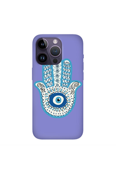 Other Apple iPhone 14 Pro Evil eye bead in hand Purple Colored Silicone TPU Θήκη