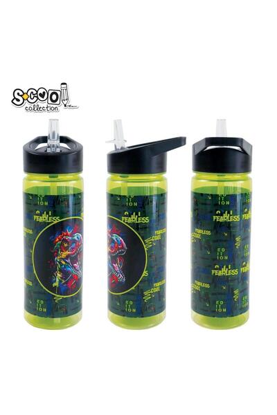 S COOL Sticlă de apă 600 ml din plastic cu pai Fearless 23x8.5x6.6 cm