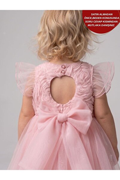 aysskids Mia Tulle Rose Detailed Birthday Special Day Princess Girl's Dress