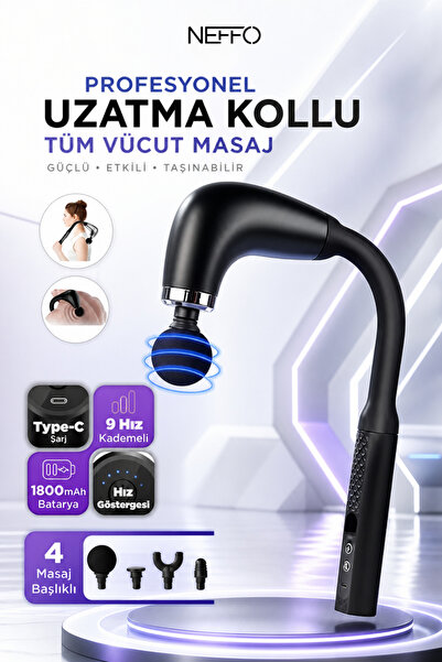 NEFFO Şarjlı Uzatma Aparatlı Tüm Vücut Masaj Tabancası Çok Fonksiyon Fitness ...