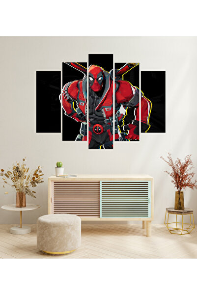 tablomaxtbx 5 Parça Deadpool Marvel Rivals Oyunu Dekoratif MDF Tablo Seti Duvar