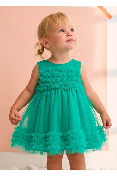 Abel & Lula Mayoral Abel Lula Baby Girl Tulle Dress Green