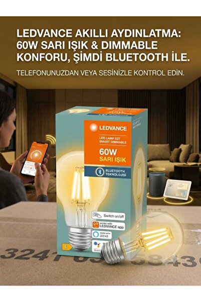 Ledvance Led Lamp E27 Smart Cep Telefonu veya Ses ile Kontrol edilebilen Ampu...