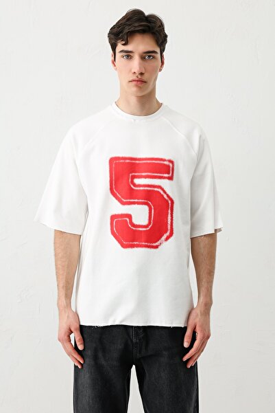 VAMOSCLO Oversize Printed T-shirt Ecru