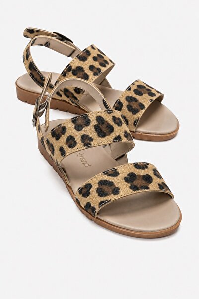 CCWAY AYAKKABI Buckle-Strap Double-Strapped Women's Sandals Leopard