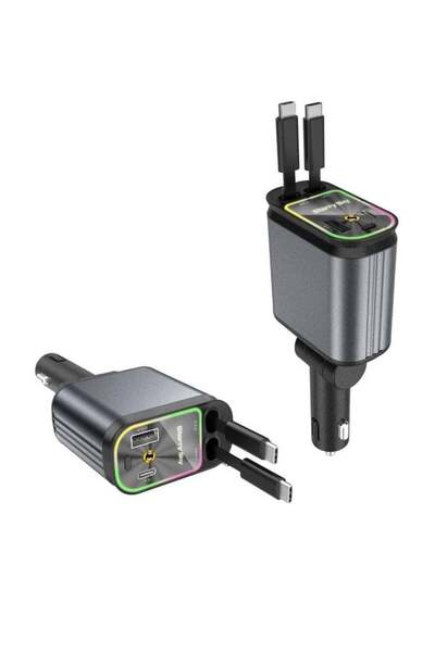 Generic Car Charger,66W Retractable Cable and USB Car Charger,4-Port Fast Cha...