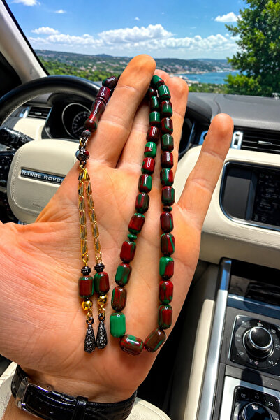 A-STİL TAKI Men's Gift Box Burgundy Green Capsule Cut Gold Chain Plated Catal...