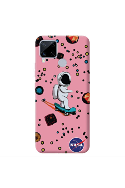 Other Realme C25 Astronaut with skateboard Pink Colored Silicone TPU Θήκη