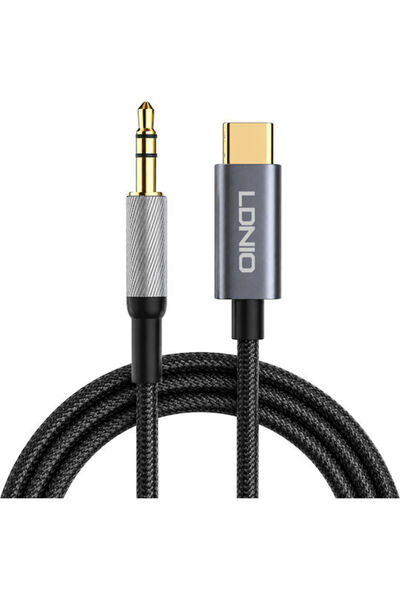 LDNIO Πλεγμένο Καλώδιο USB 2.0 USB-C Αρσενικό - 3.5mm Μαύρο 2μ