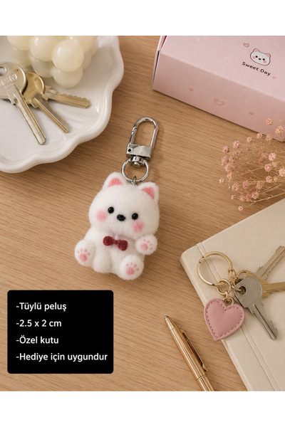HER ŞEY NOTA www.herseynota.com Cute Plush Cat Charm Keychain Gift Accessory ...