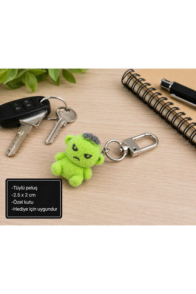 HER ŞEY NOTA www.herseynota.com Grimpuff Green Plush Monster Charm Keychain –...