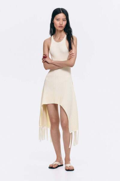 H&M Fringed rib-knit dress