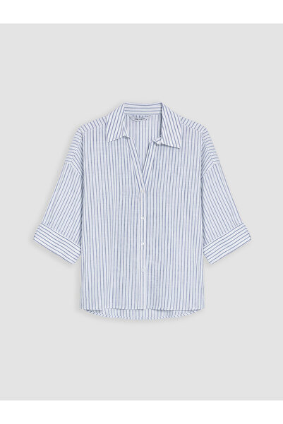 LC Waikiki Nevavm Striped Oversize Women's Shirt with a Difference