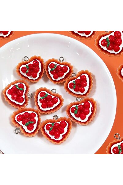Choice 10pcs 10pcs Heart-Shaped Strawberry Cake Resin Charms Miniature Desser...