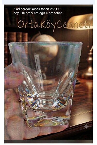 ORTAKÖYCENNETİ 6 Pieces of Square-Bottomed Short Glasses, 265 Cc Volume, 10 c...