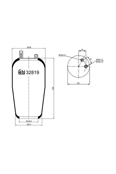 FEBI BILSTEIN Perna de Aer Spate (diametru: 155/217/240mm) Mercedes Actros Ac...