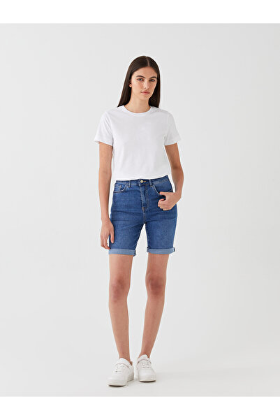 LC Waikiki TRENDLUCKY شورت جينز نسائي ذو خصر عادي من نوع Bermuda Fit
