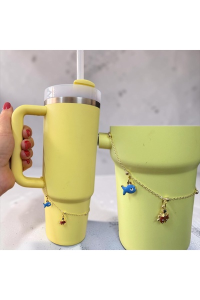 Buki'nin Atölyesi Thermos Chain with Handle Metal Double Figured Charm