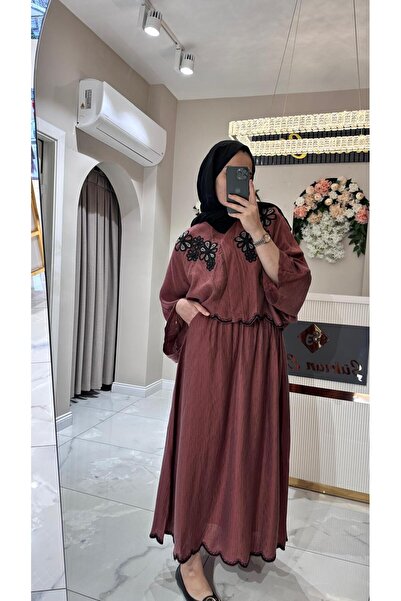 Store nakışlı müslin kumaş kadın uzun etek takım