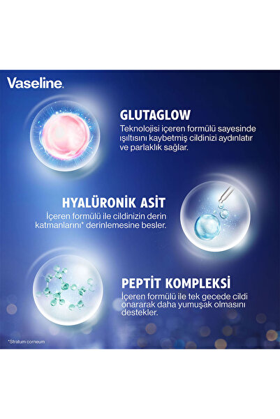Vaseline Gluta Hya Serum Etkili Gece Losyonu Yoğun Nemlendirici 200 ml