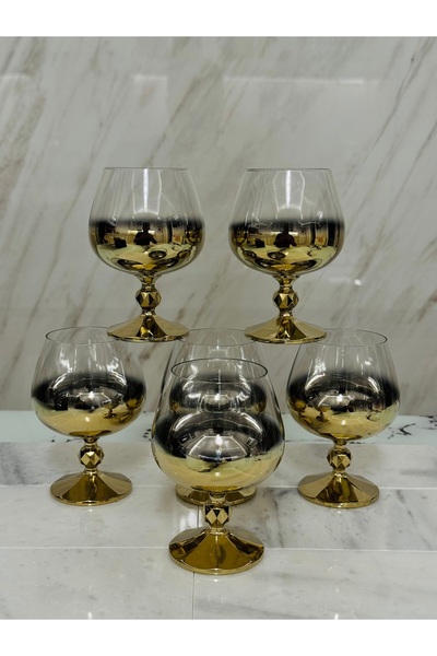 EVRA 6 Adet 250ml Titanyum Kaplama Gold Kahve Yanı Su Bardağı
