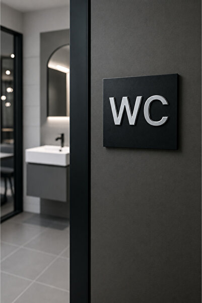Numa Concept WC Yönlendirme Tabelası MDF & Gold Pleksi Ev Ofis Ve İşyeri İçin...