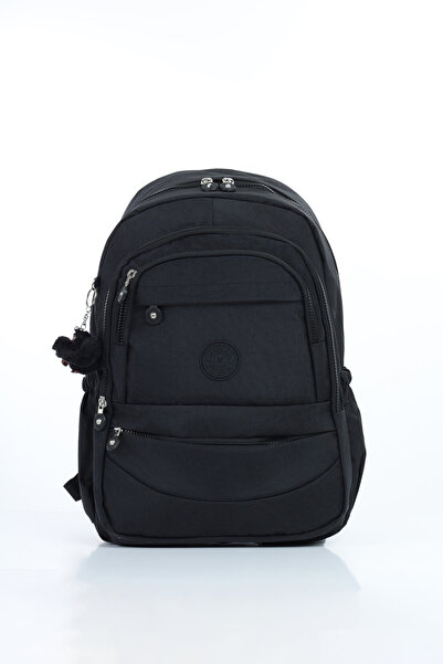 D'VERS Vital Series Black Crinkle Waterproof Fabric Stylish Daily Backpack wi...