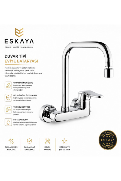 ESHOME Eskaya Duvardan Oynar Uçlu Mutfak batrayası Çeşmesi musluğu