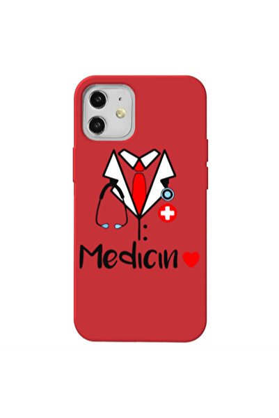 Other Apple iPhone 12 Medicin Red Colored Silicone TPU Θήκη