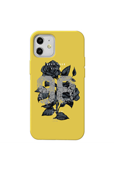 Other Apple iPhone 12 Flower 98 Yellow Colored Silicone TPU Θήκη