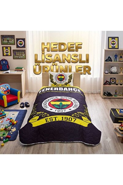 Taç Lisanslı Fenerbahçe Yatak Örtüsü Seti Tek Kişilik (FB Logo)