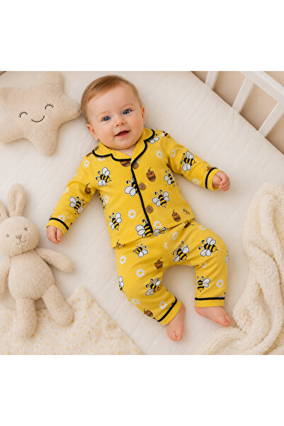 cles couture Bidunyabebe Arılı Long-Sleeved Top and Bottom Baby Pajama Set - ...