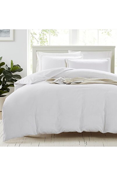 LANE LINEN 100% Organic Cotton Duvet Cover Set - Double Size, White 3-Piece B...