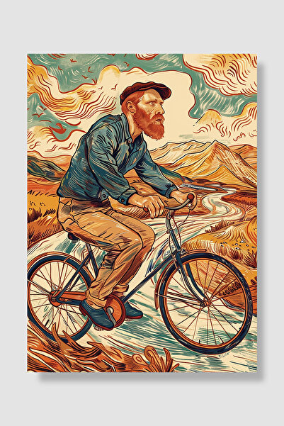 Luna Marissa Van Gogh poster, planinska cesta sa biciklom sa koricama, retro ...