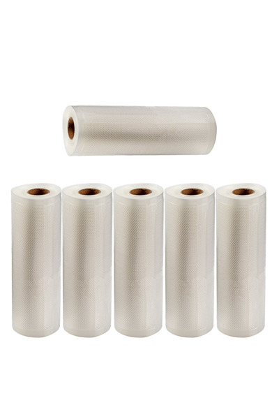 YBOSHOP Set 6 role pungi pentru vidare alimente, transparente, gofrate, reuti...