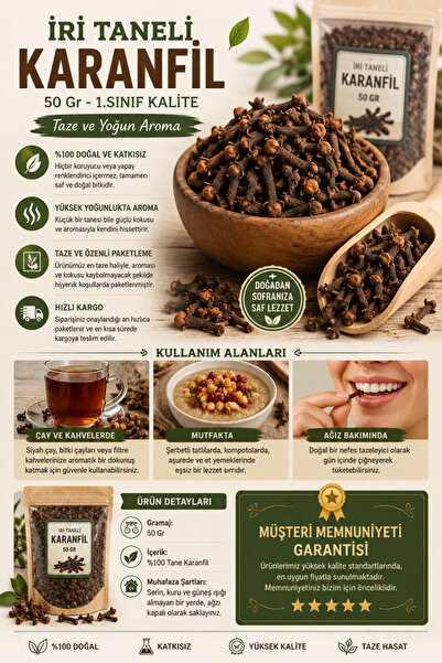 AKTAR DÜNYAM İri Taneli Karanfil 50 Gr - 1.Sınıf Kalite - Taze Ve Yoğun Aroma
