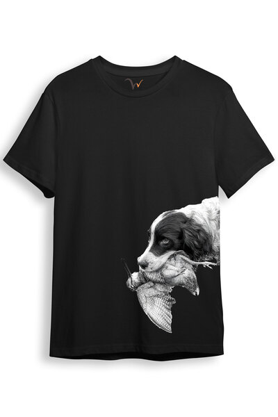ZOKAWEAR تي شيرت Hunter Hunting مطبوع عليه كلب صياد يحمل طرحة في فمه، مصنوع م...