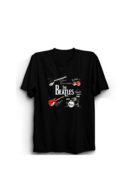 ZOKAWEAR تي شيرت The Beatles مع الآلات والعلامات وموسيقى الروك المعدنية المطب...