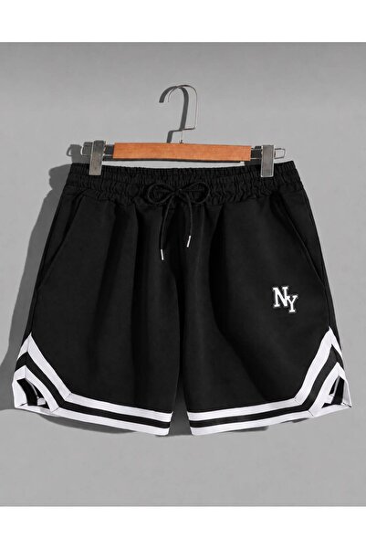 HerTarzınTrendi Pantaloni scurți din bumbac pieptănat cu imprimeu NY pentru b...