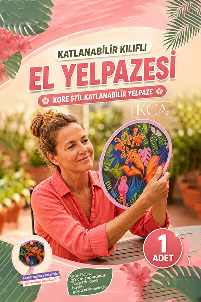 KCA HOME Katlanabilir Kılıflı El Yelpazesi, Kore Stil Katlanabilir Yelpaze, O...