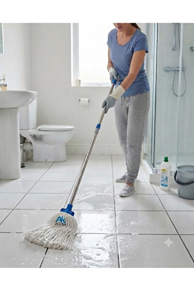 AkAvm 1 Adet Pamuklu İp Paspas Başlığı - Yedek Mop Başlığı - Vidalı Mikrofiber Yüksek Emici Paspas