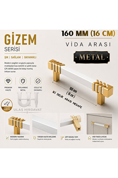 Ulaş Hırdavat Metal Kulp, Lüx Dolap Çekmece Kulpu Gizem Kulp 1 Adet, Mobilya ...