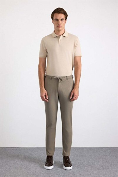 SÜVARİ Bej Slim Düz Jogger Pantolon