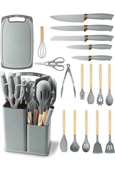 Arabest 19-Piece Kitchen Utensil Set,5 Cutting Tools,12 Silicone Utensils,Cut...